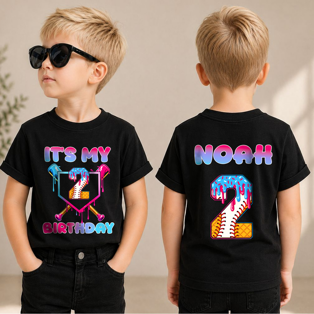 Personalized Little Slugger Birthday Shirt for Boys, Baseball 2nd — product view 1