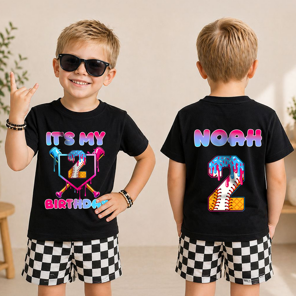 Personalized Little Slugger Birthday Shirt for Boys, Baseball 2nd — product view 3