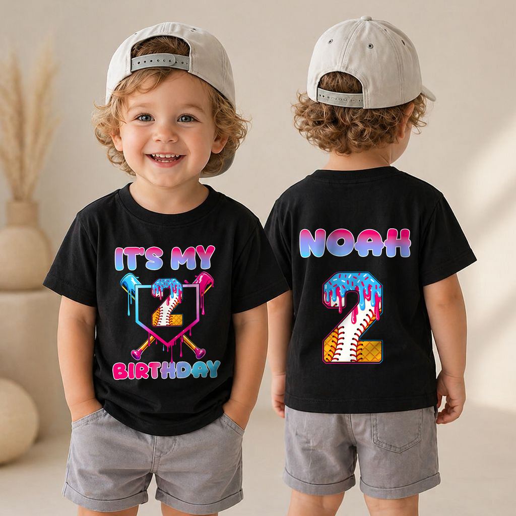 Personalized Little Slugger Birthday Shirt for Boys, Baseball 2nd — product view 4