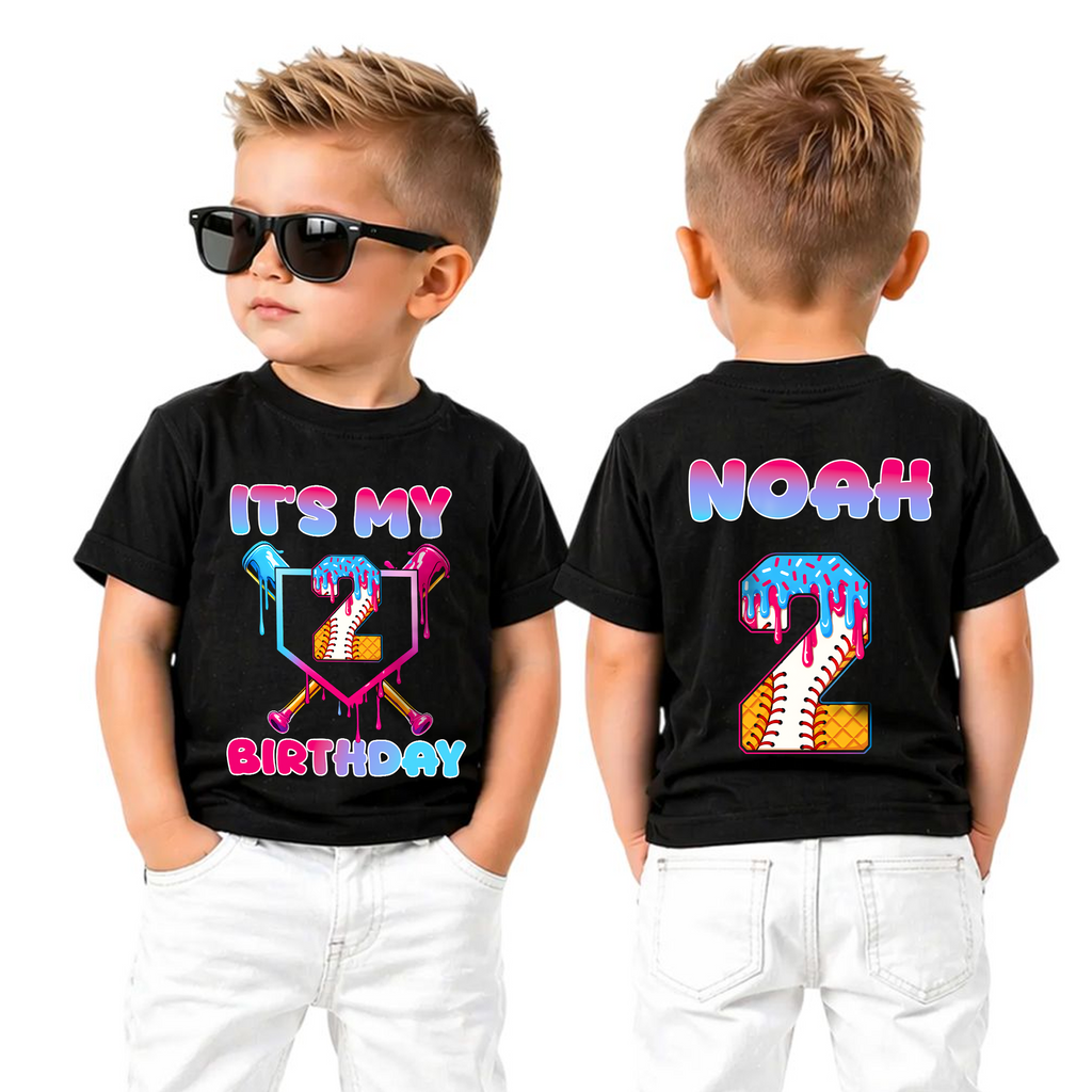 Personalized Little Slugger Birthday Shirt for Boys, Baseball 2nd — product view 5