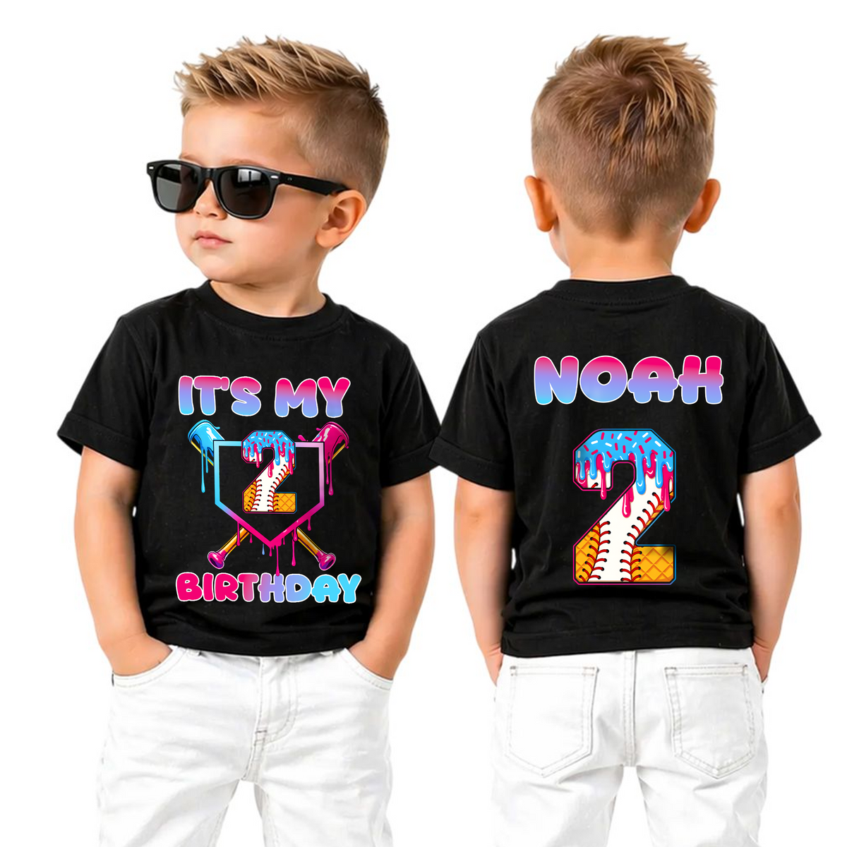 Personalized Little Slugger Birthday Shirt for Boys, Baseball 2nd — product view 5