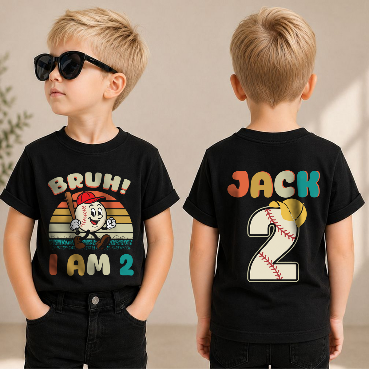 Custom Name Little Slugger Birthday Shirt for Boys, Baseball 2nd — product view 1