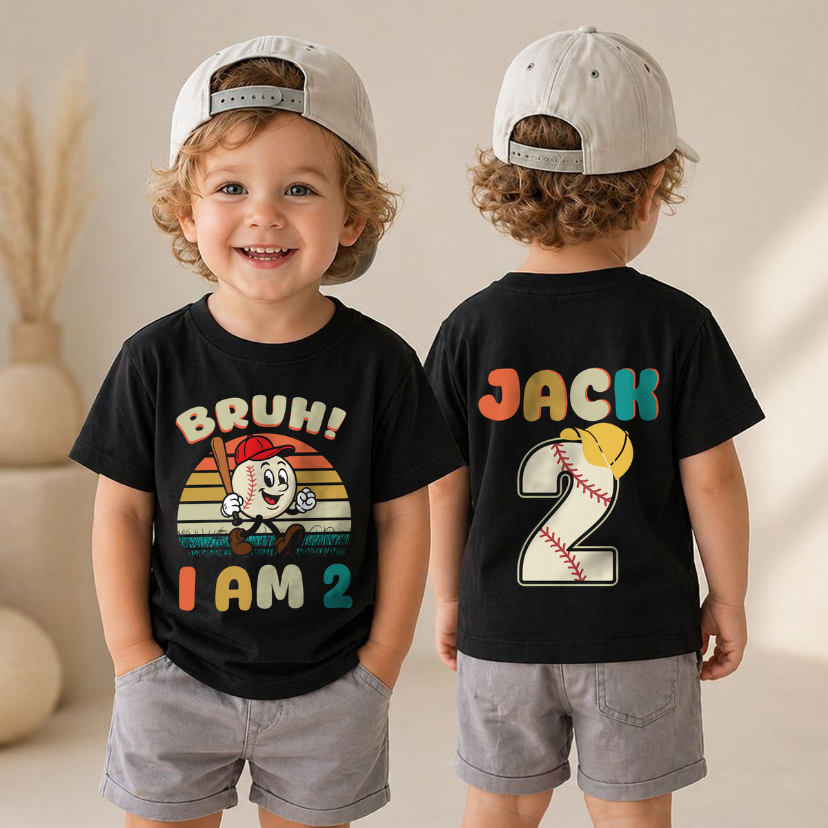 Custom Name Little Slugger Birthday Shirt for Boys, Baseball 2nd — product view 4