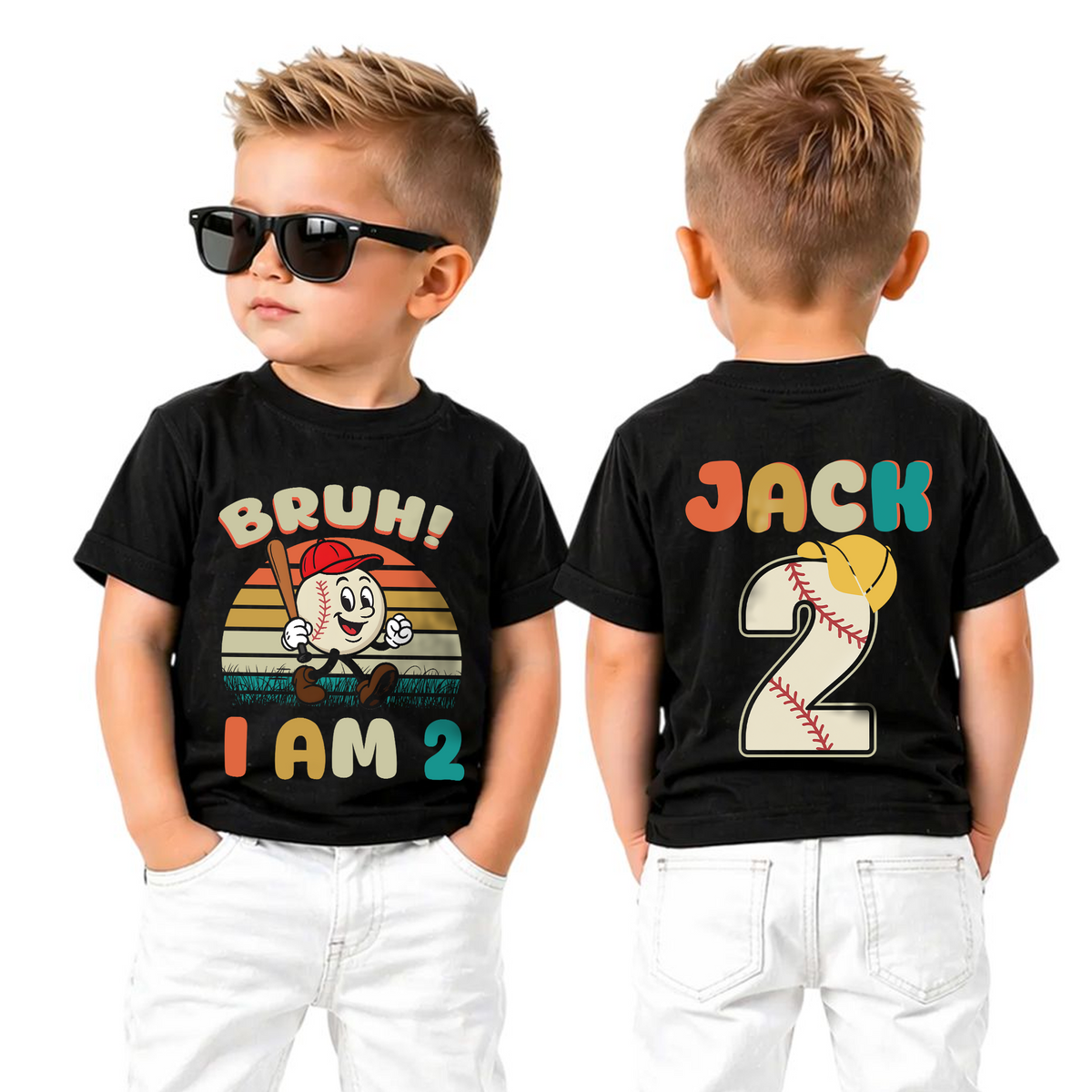 Custom Name Little Slugger Birthday Shirt for Boys, Baseball 2nd — product view 5