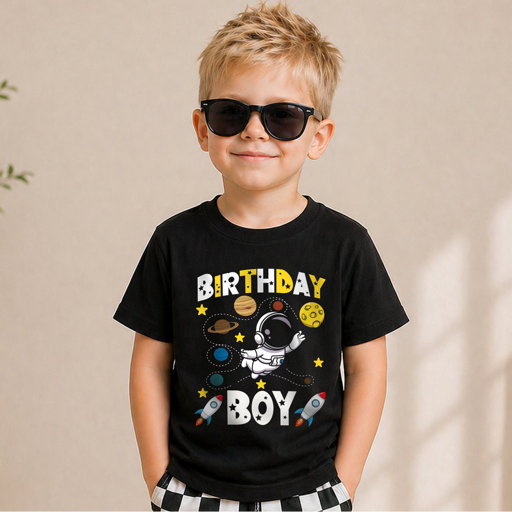 Toddler Personalized Space Birthday Boy Shirt — product view 1