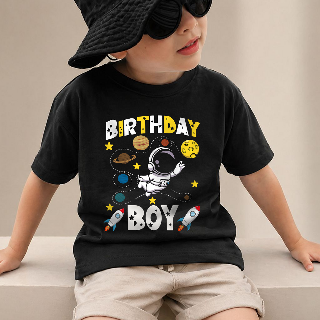 Toddler Personalized Space Birthday Boy Shirt — product view 4