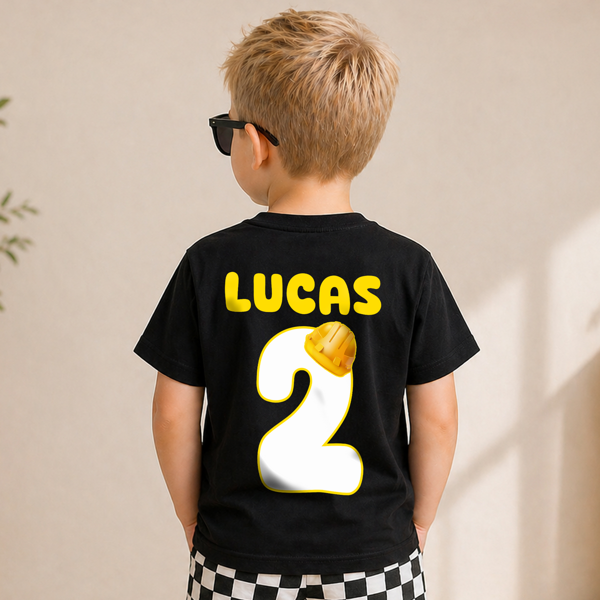 Boys Custom I'm 2 and Digging It 2nd Birthday Shirt, Construction Truck — product view 6