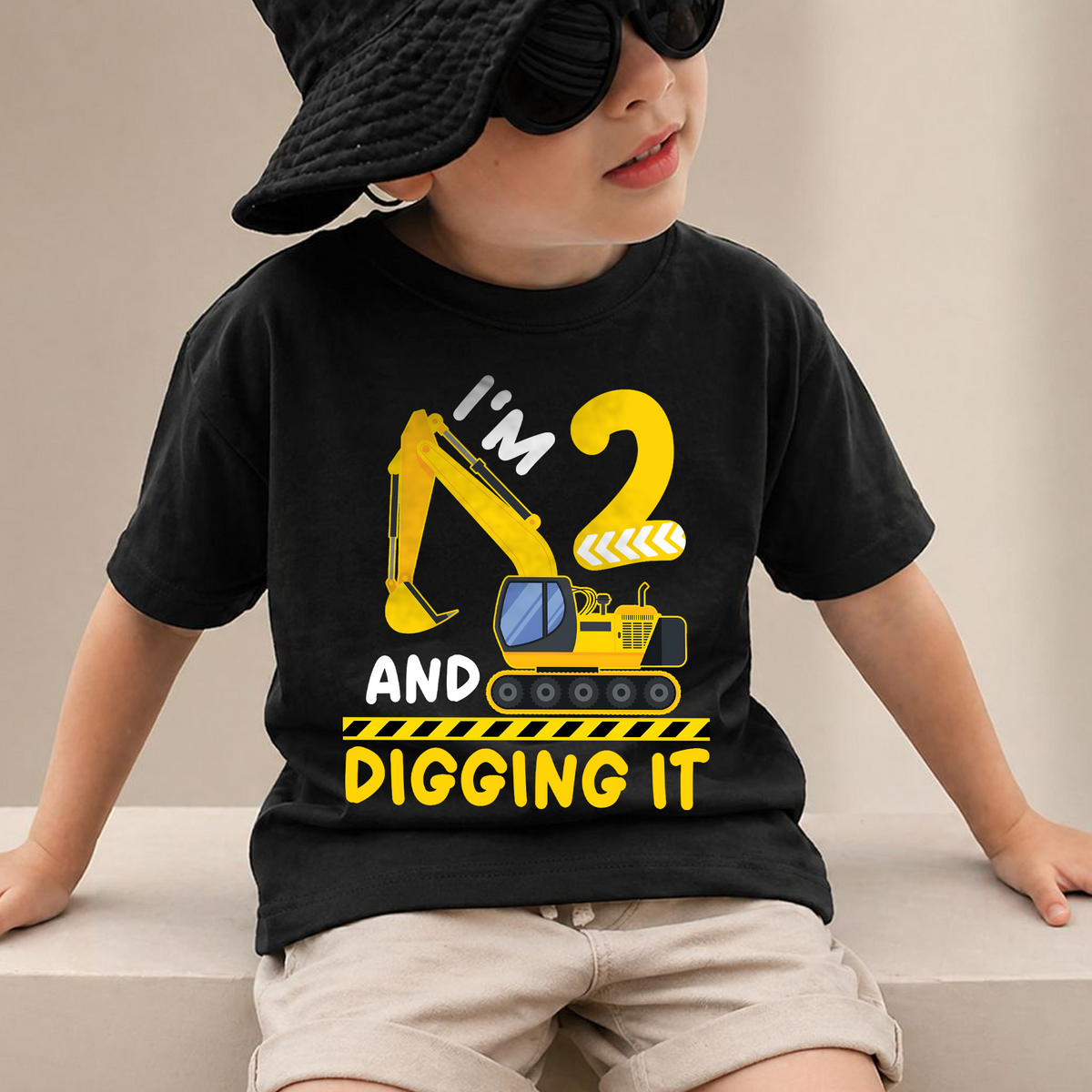 Personalized Construction Truck 2nd Birthday Shirt Boy, Digging It — product view 2