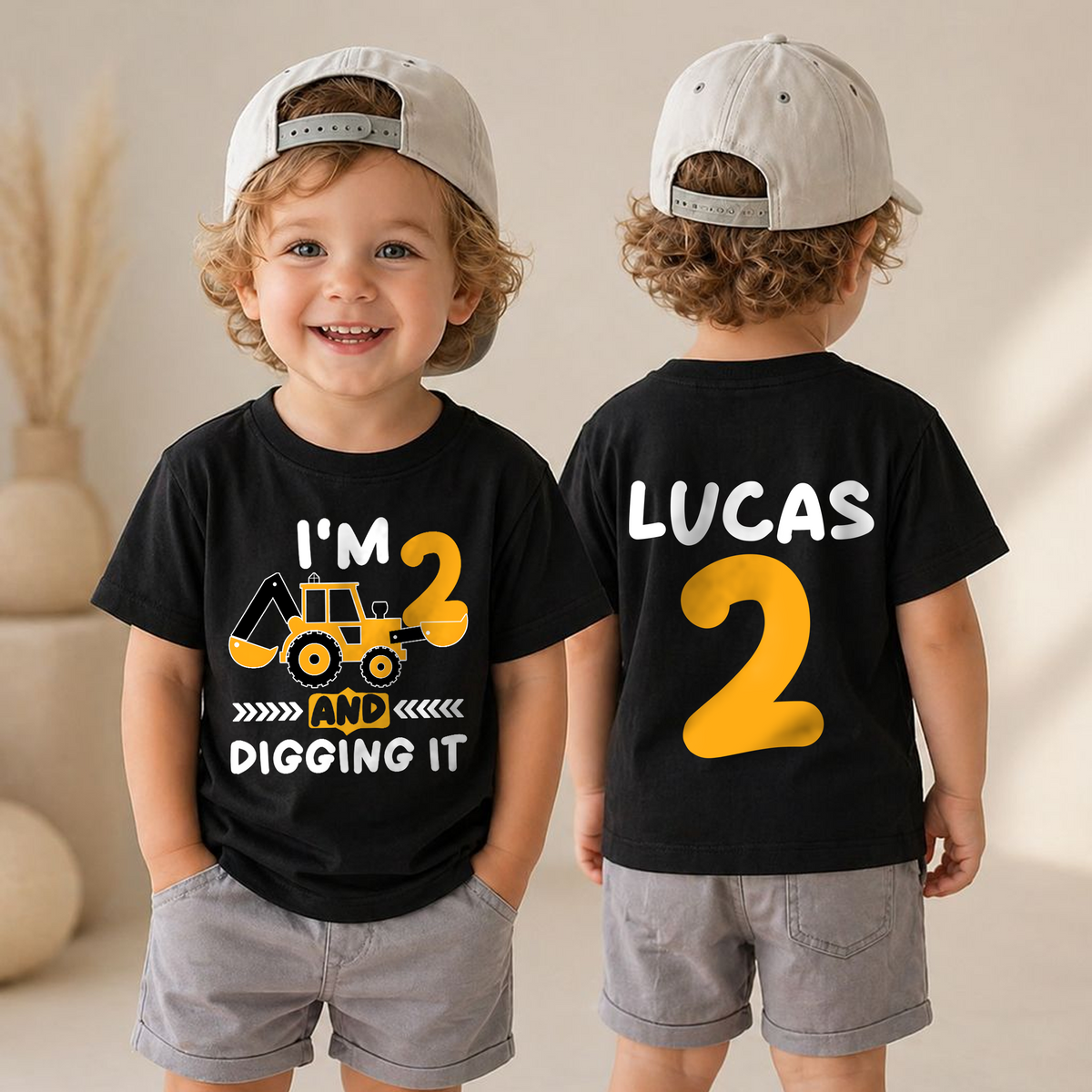 Custom Construction Truck 2nd Birthday Shirt Boy, Digging It — product view 4