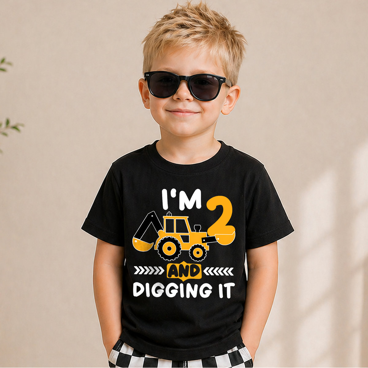 Custom Construction Truck 2nd Birthday Shirt Boy, Digging It — product view 5
