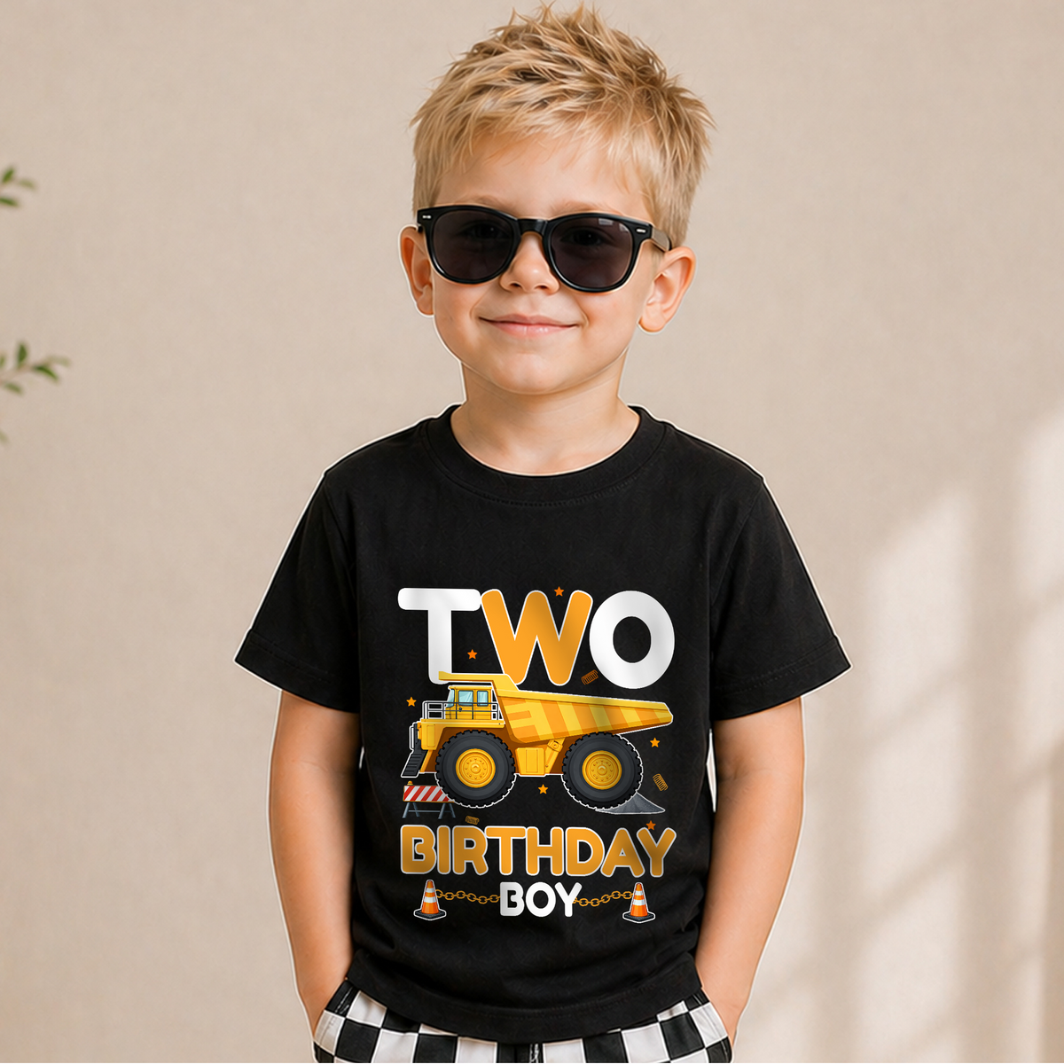 Boys Custom Construction Truck 2nd Birthday Shirt Boy, Digging It — product view 5