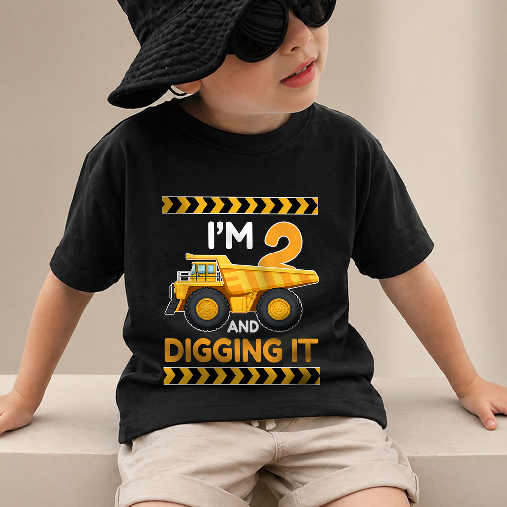 Toddler Personalized Construction Truck 2nd Birthday Shirt Boy — product view 2