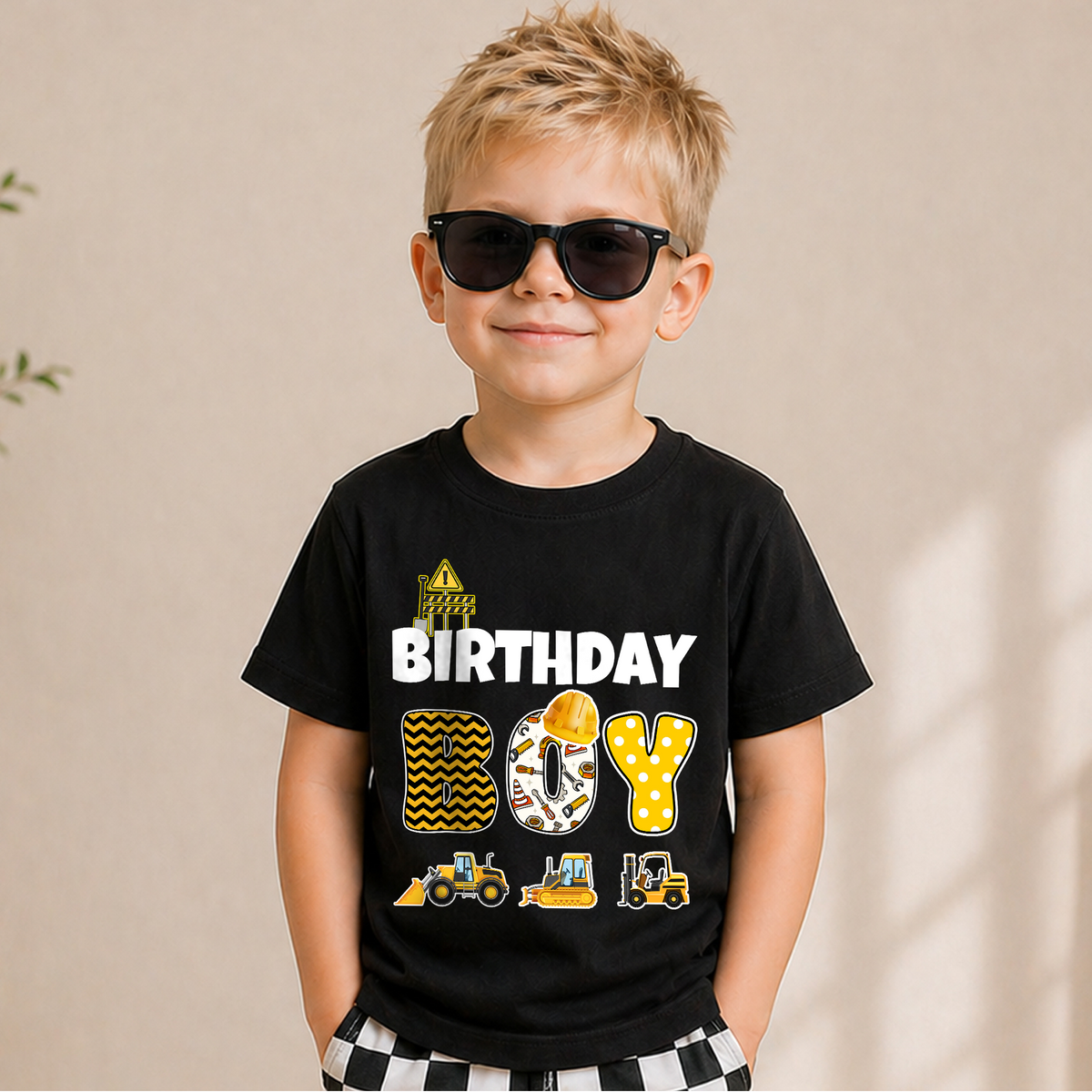 Boys Personalized Construction Truck 2nd Birthday Shirt Boy — product view 5