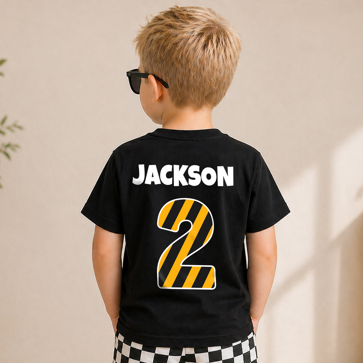 Boys Personalized Construction Truck 2nd Birthday Shirt Boy — product view 6