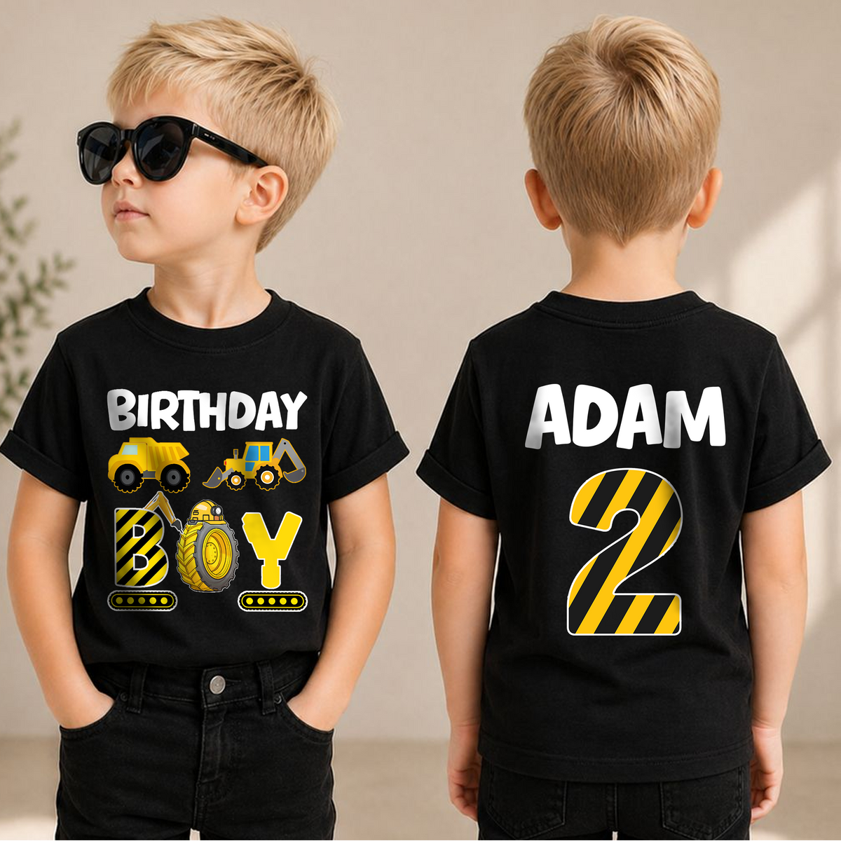 Personalized I'm 2 and Digging It Birthday Shirt, Construction Truck — product view 1