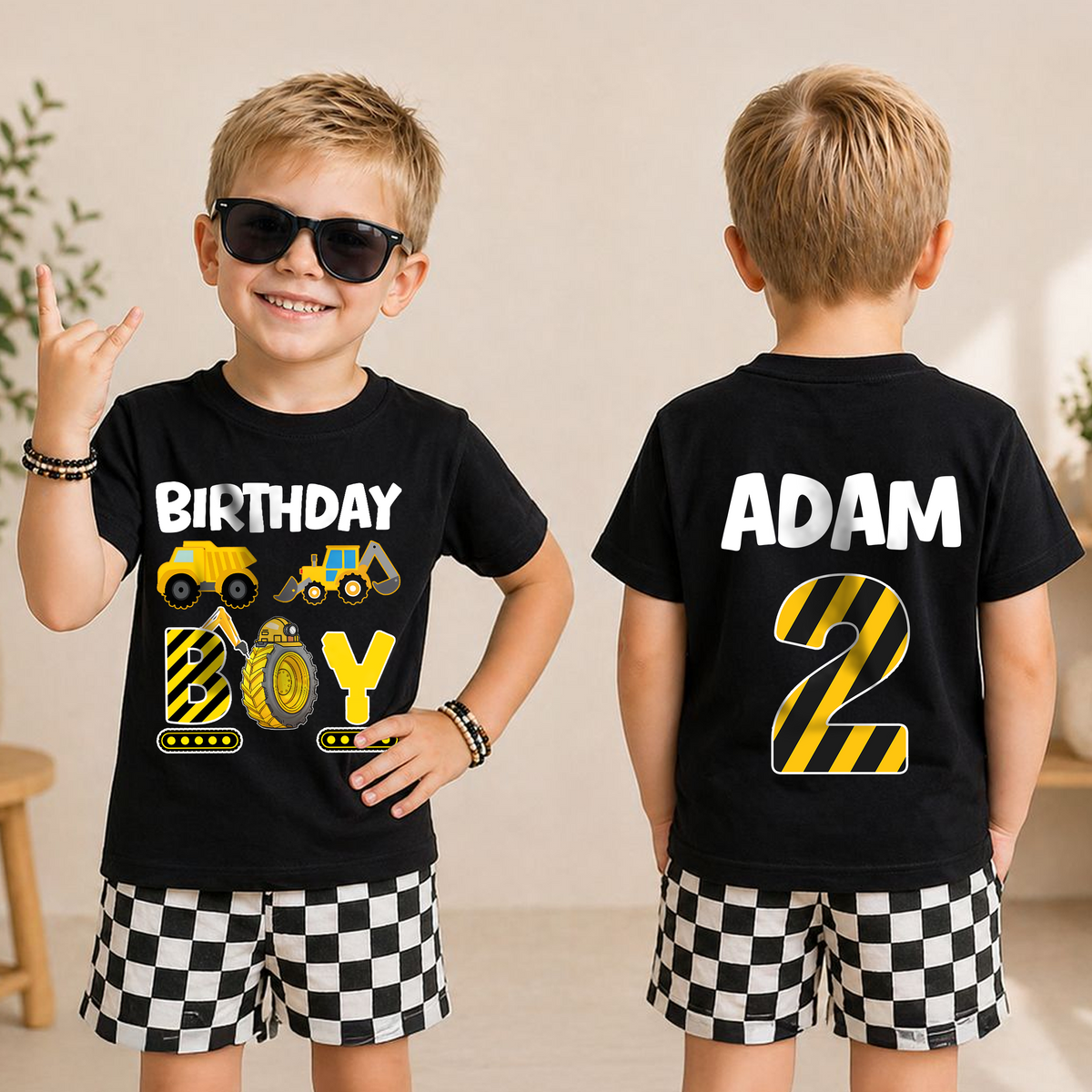 Personalized I'm 2 and Digging It Birthday Shirt, Construction Truck — product view 3