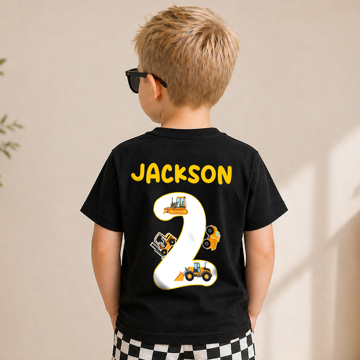 Custom I'm 2 and Digging It Birthday Shirt, Construction Truck — product view 6