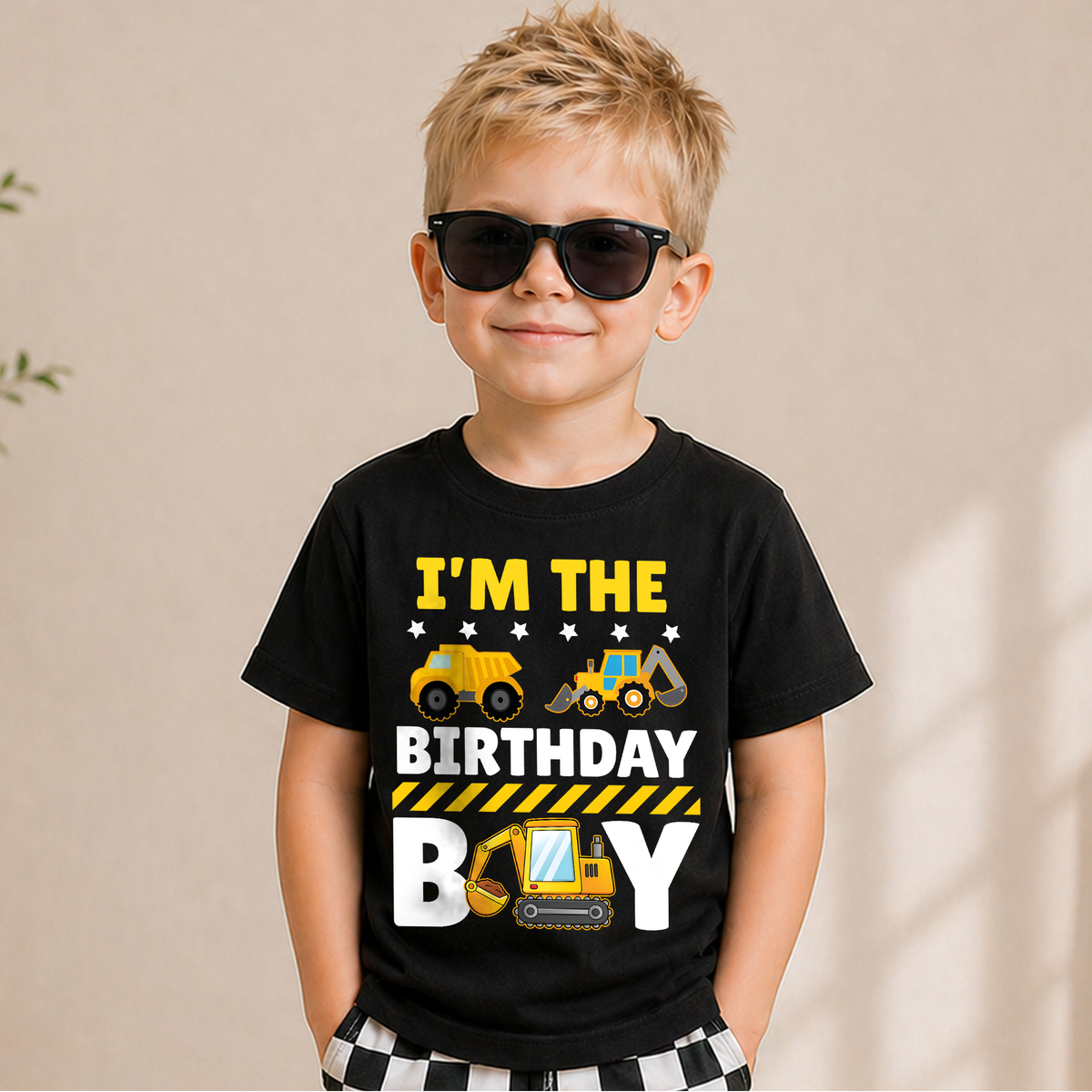 Boys Personalized I'm 2 and Digging It Birthday Shirt, Construction Truck — product view 5