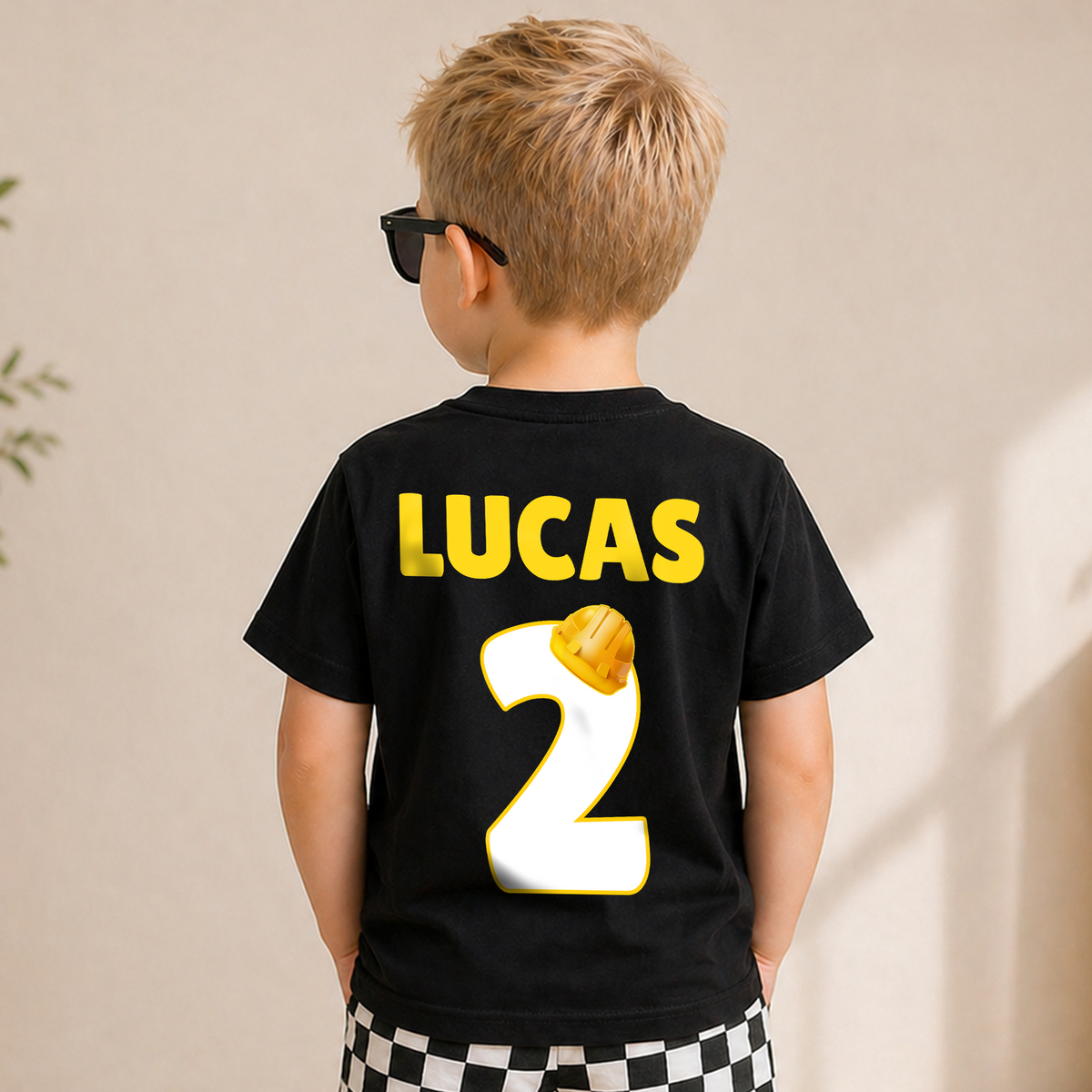 Boys Personalized I'm 2 and Digging It Birthday Shirt, Construction Truck — product view 6