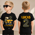 Personalized Construction Truck 2nd Birthday Shirt, Digging It — product view 1