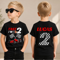 Personalized Fast Two 2nd Birthday Shirt for Boys, Race Car — product view 1