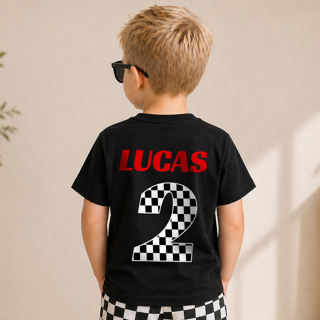 Personalized Fast Two 2nd Birthday Shirt for Boys, Race Car — product view 6