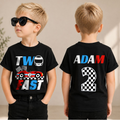 Custom Name TWO FAST 2nd Birthday Shirt for Boys, Race Car — product view 1