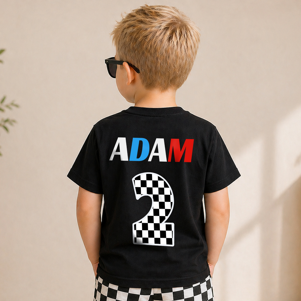 Custom Name TWO FAST 2nd Birthday Shirt for Boys, Race Car — product view 6