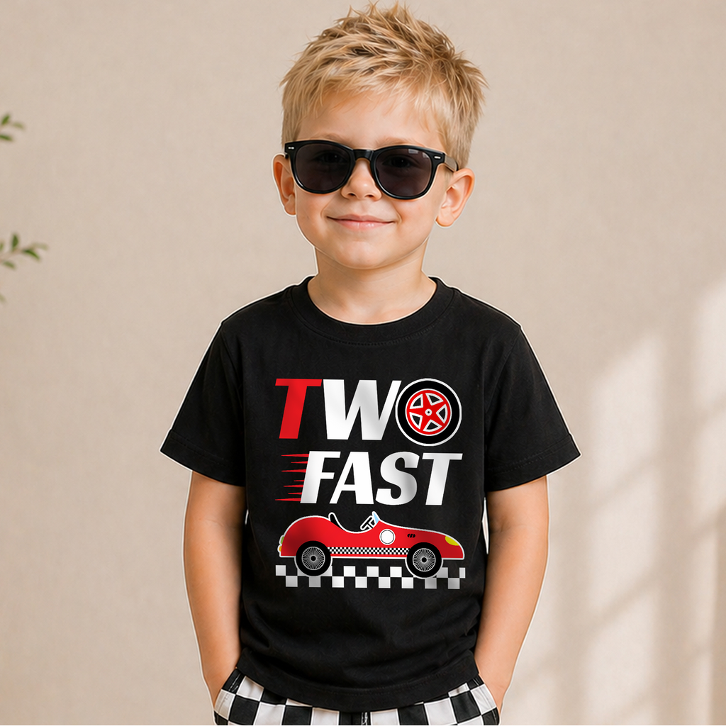 Custom TWO FAST 2nd Birthday Shirt for Boys, Race Car — product view 5