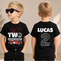 Boys Custom TWO FAST 2nd Birthday Shirt for Boys, Race Car — product view 1