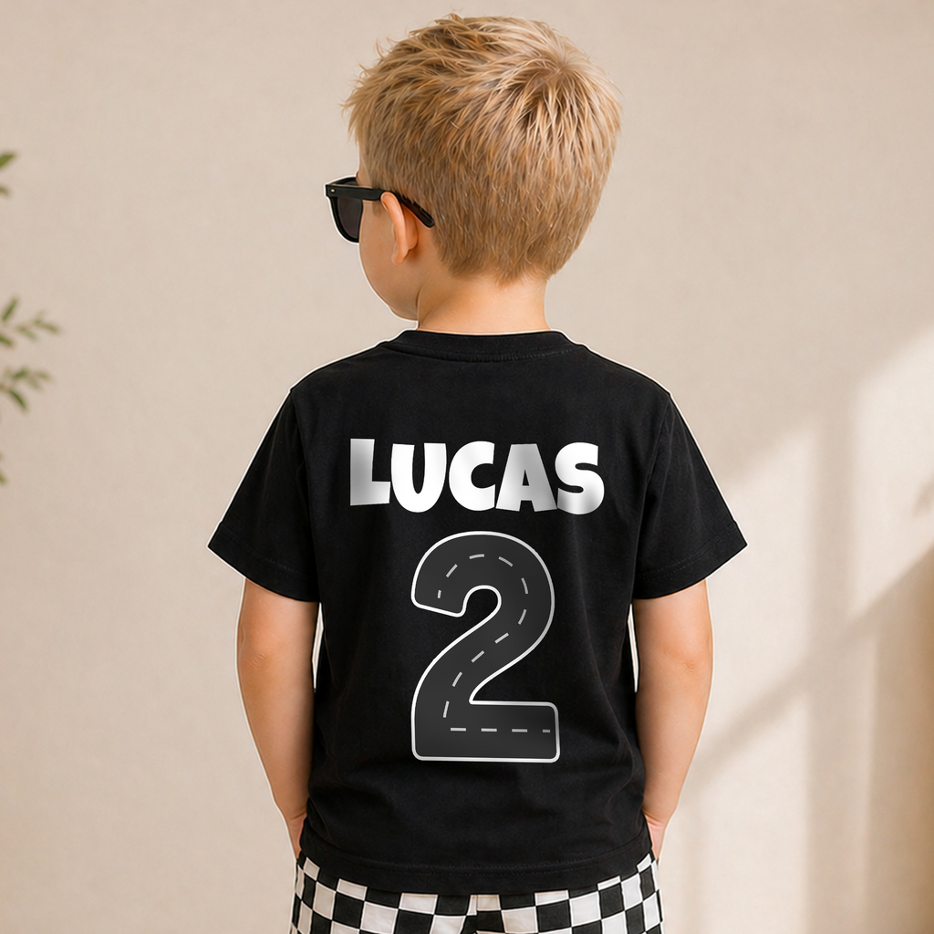Boys Custom TWO FAST 2nd Birthday Shirt for Boys, Race Car — product view 6
