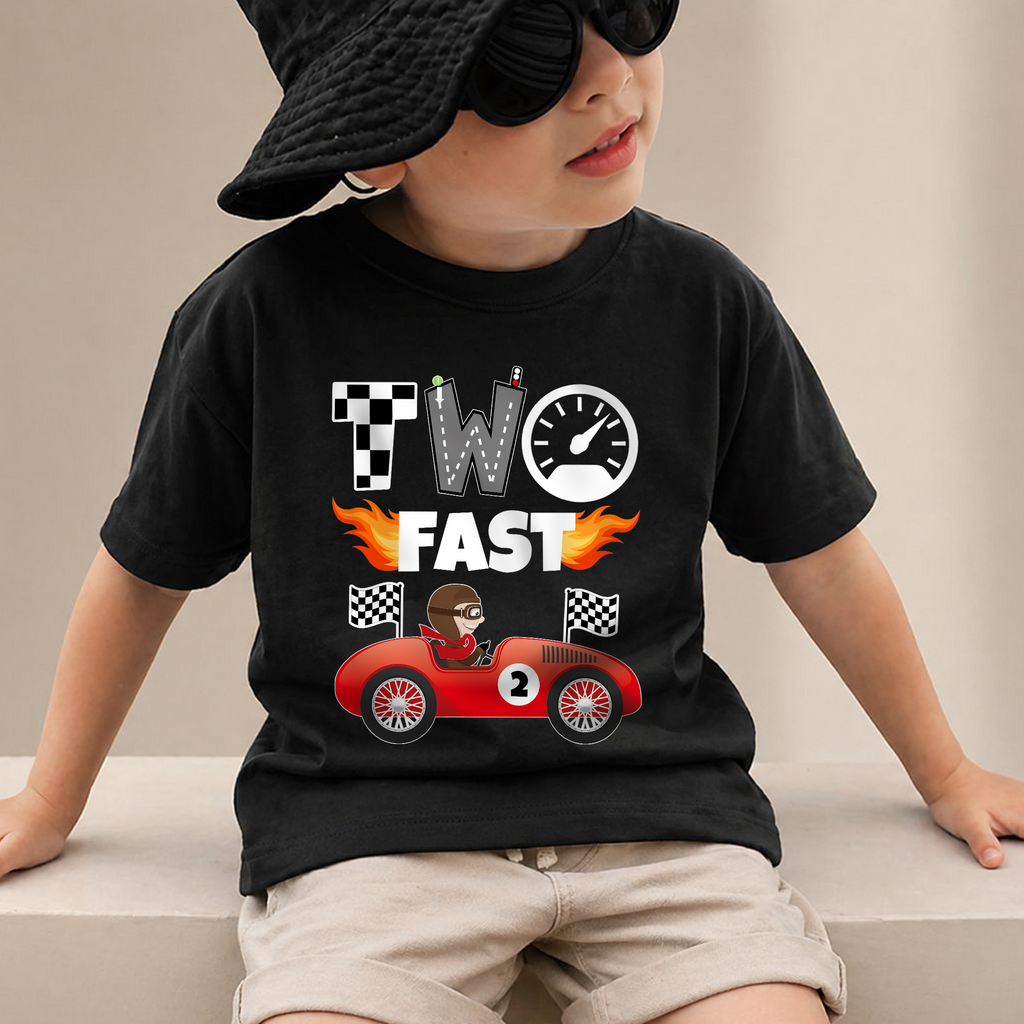 Toddler Personalized TWO FAST 2nd Birthday Shirt for Boys — product view 2