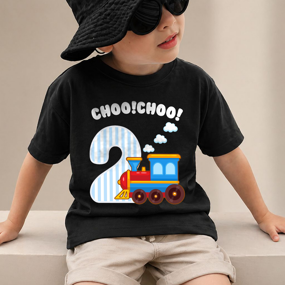 Toddler Personalized Train 2nd Birthday Shirt Boy, Choo Choo — product view 2