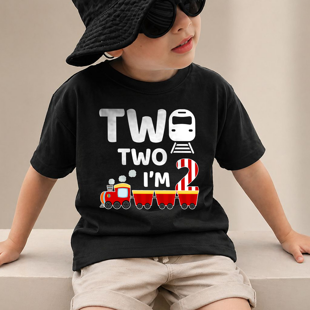 Boys Personalized Train 2nd Birthday Shirt Boy, Chugga Chugga — product view 2