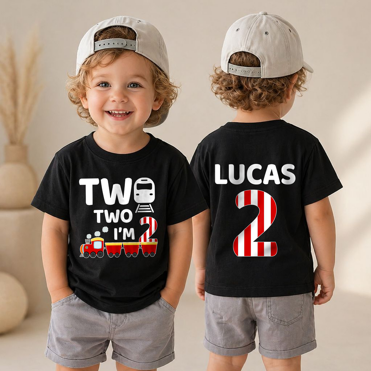 Boys Personalized Train 2nd Birthday Shirt Boy, Chugga Chugga — product view 4