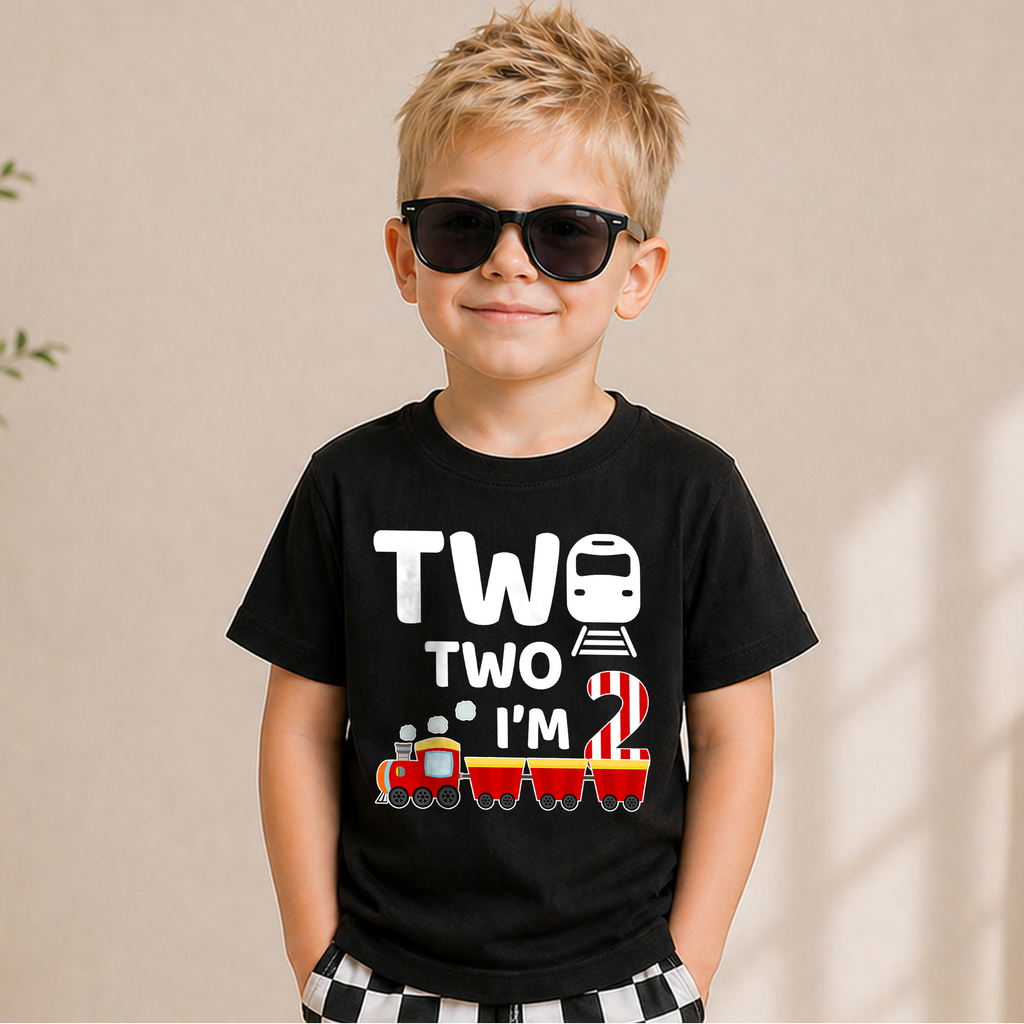 Boys Personalized Train 2nd Birthday Shirt Boy, Chugga Chugga — product view 5