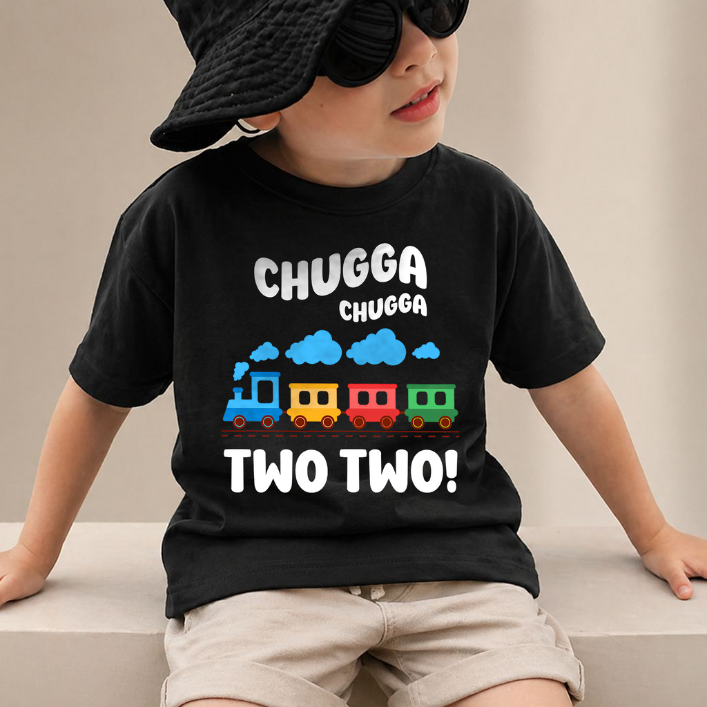 Personalized Chugga Chugga Two Two Birthday Shirt for Boys — product view 2