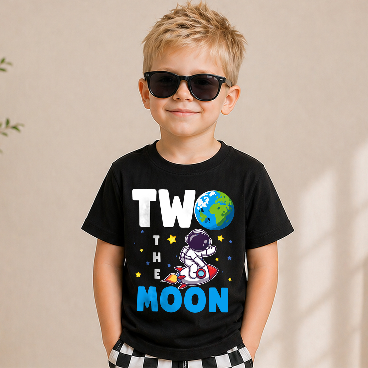 Boys Personalized Space Birthday Boy Shirt — product view 1