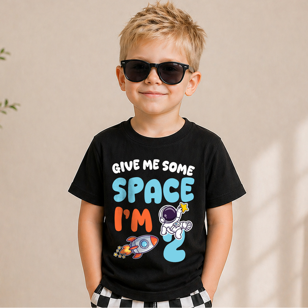 Personalized Space Birthday Outfit Boy Shirt, Custom Name — product view 1