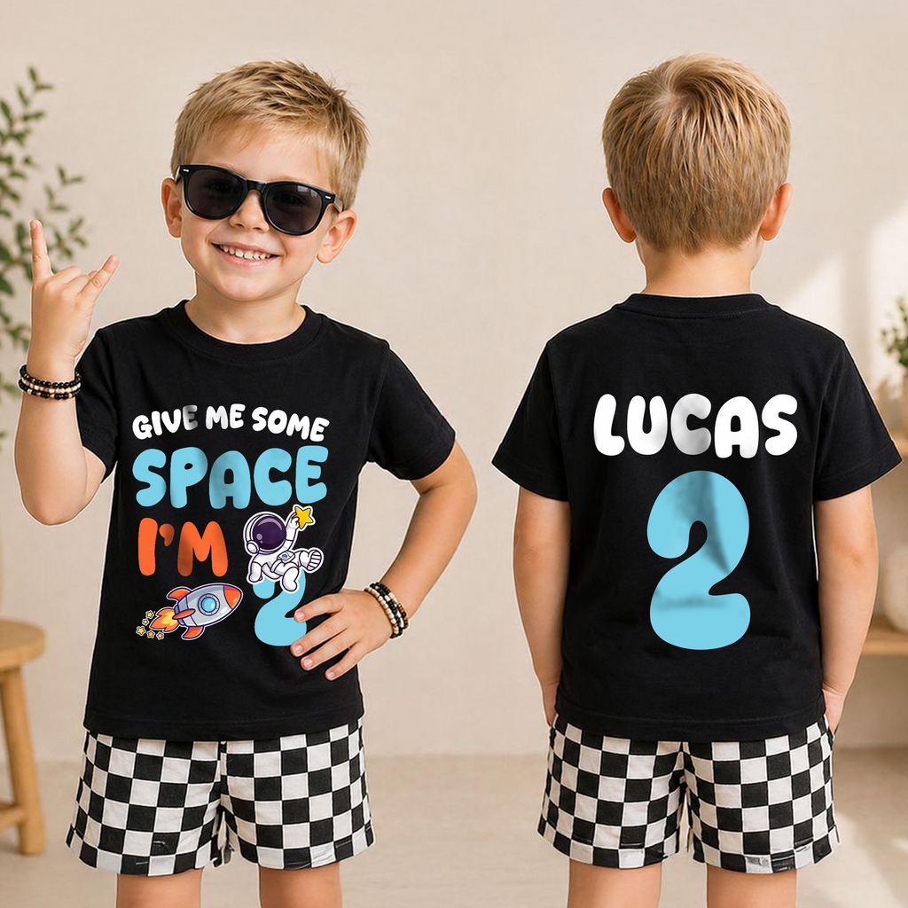 Personalized Space Birthday Outfit Boy Shirt, Custom Name — product view 5