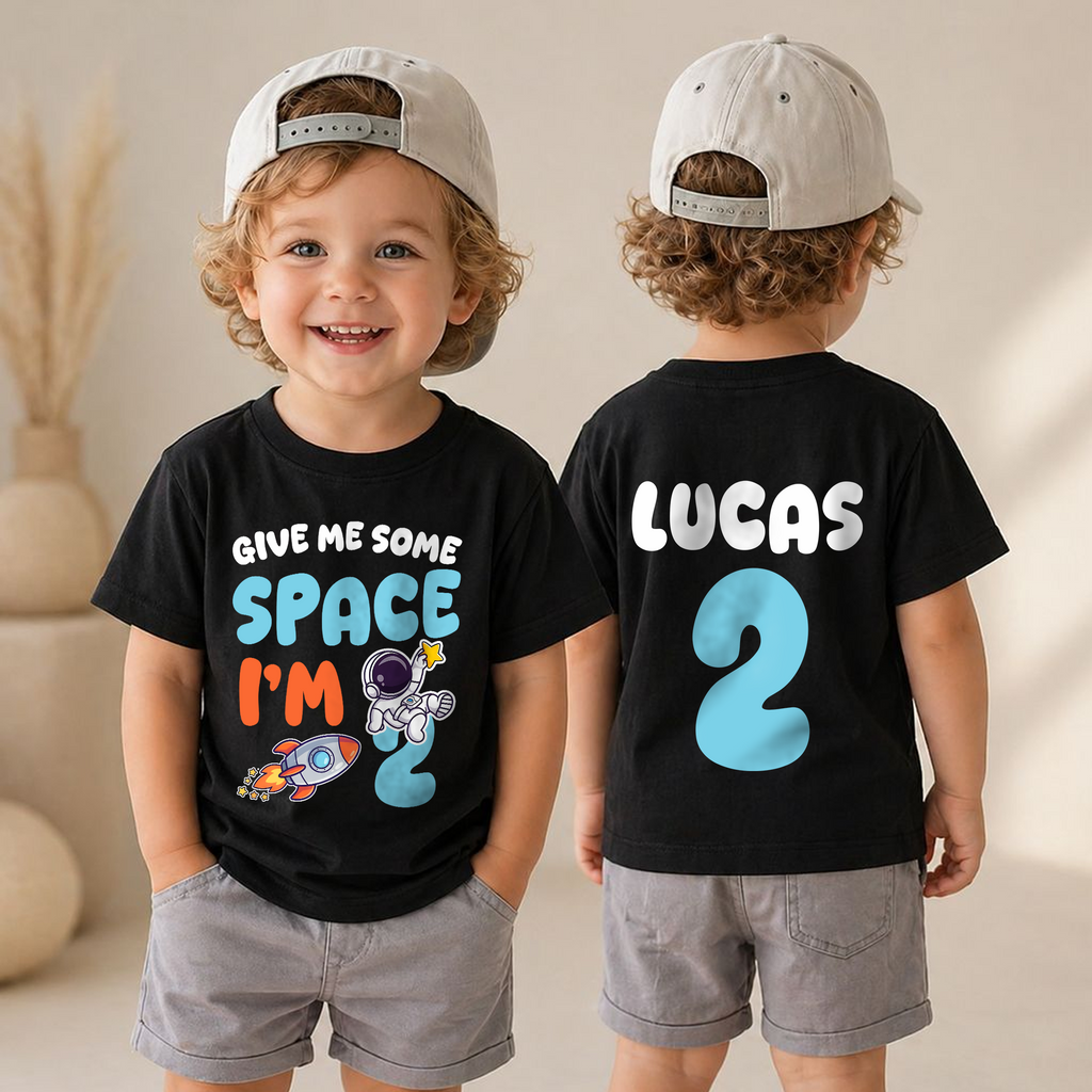 Personalized Space Birthday Outfit Boy Shirt, Custom Name — product view 6