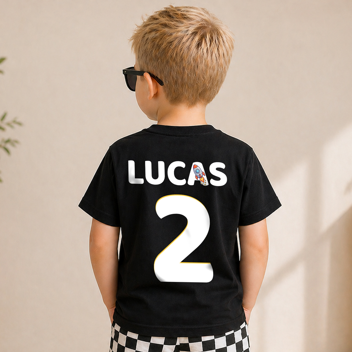Custom Name Space Birthday Outfit Boy Shirt — product view 2