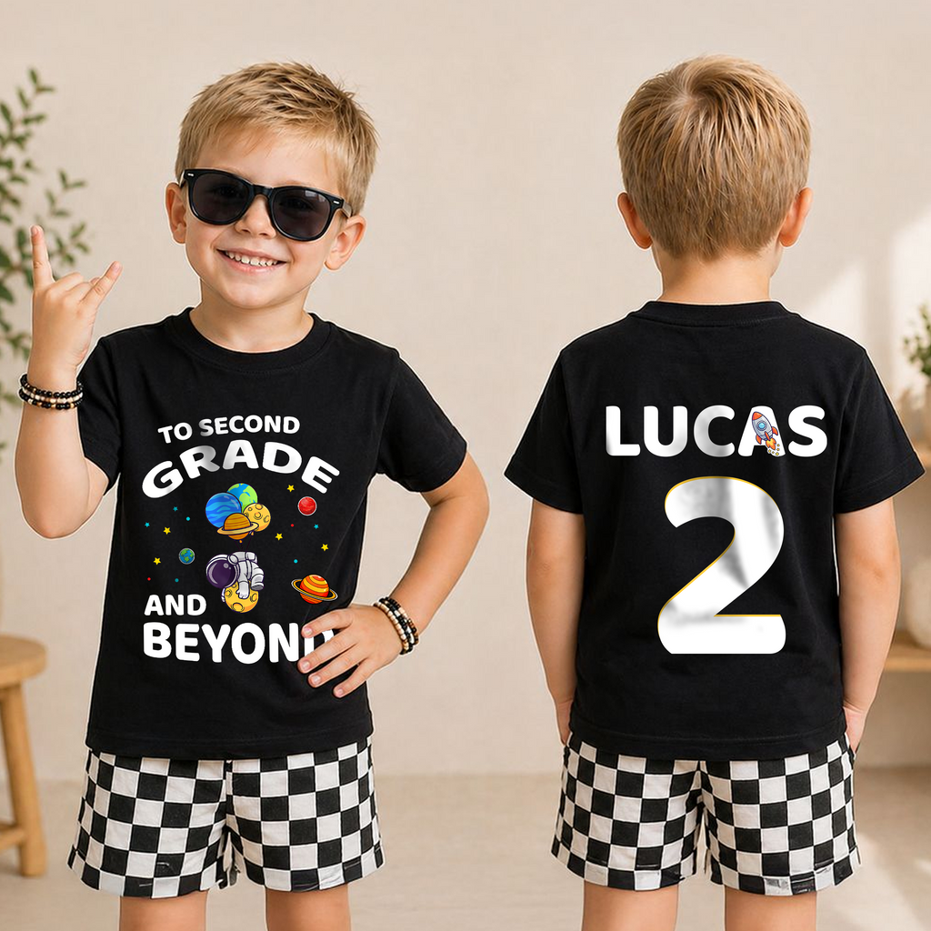 Custom Name Space Birthday Outfit Boy Shirt — product view 5