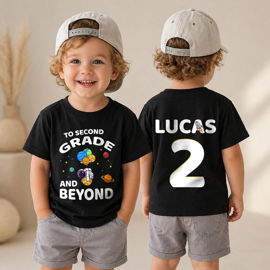 Custom Name Space Birthday Outfit Boy Shirt — product view 6