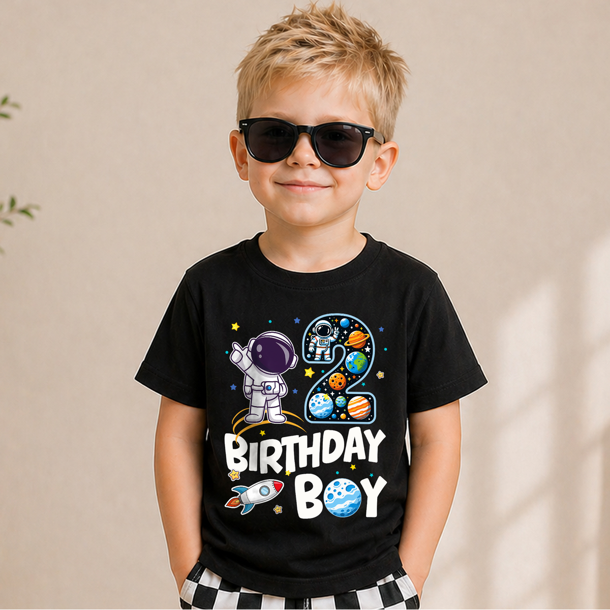 Custom Space Birthday Outfit Boy Shirt — product view 1