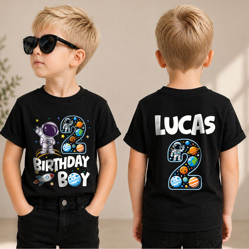 Custom Space Birthday Outfit Boy Shirt — product view 3