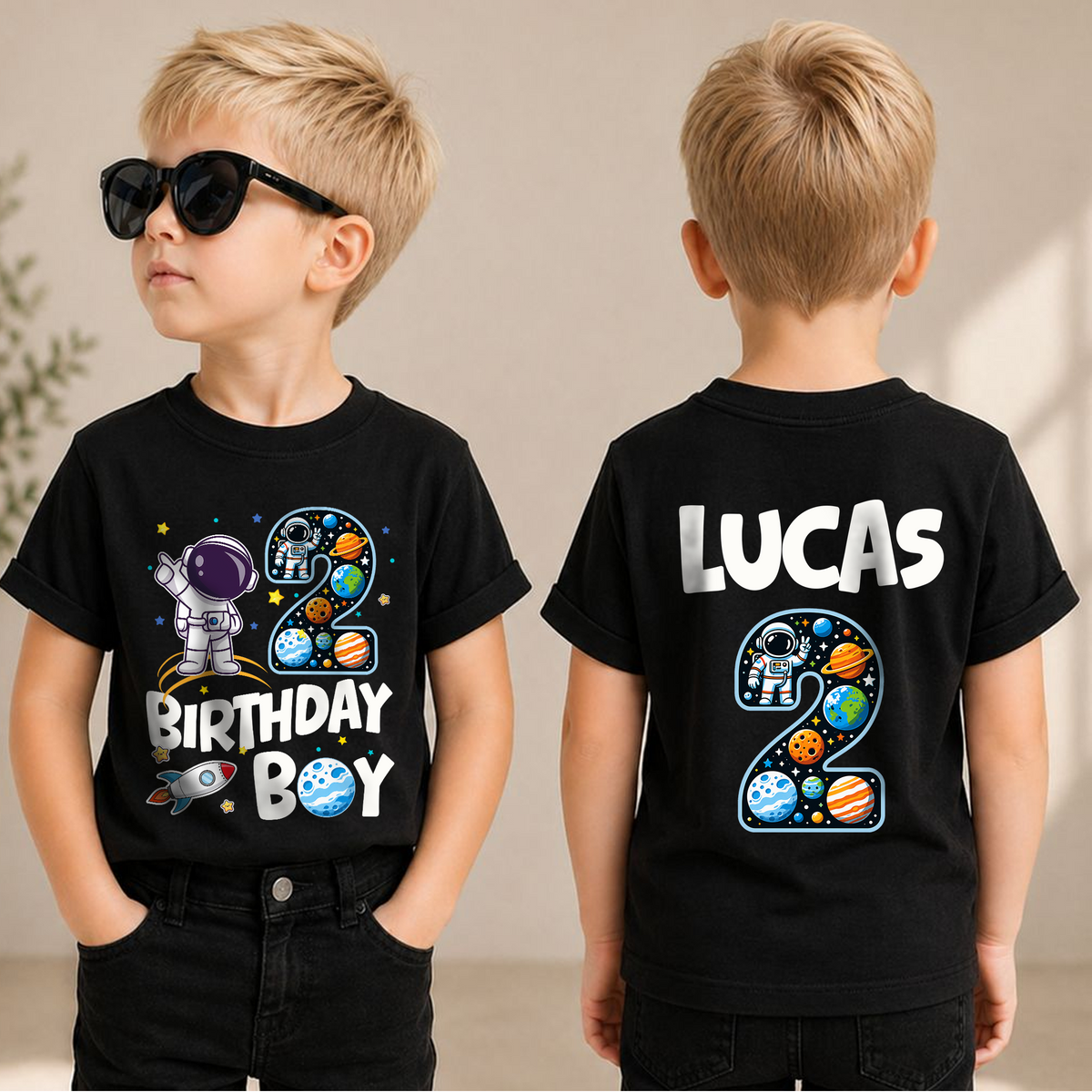 Custom Space Birthday Outfit Boy Shirt — product view 3