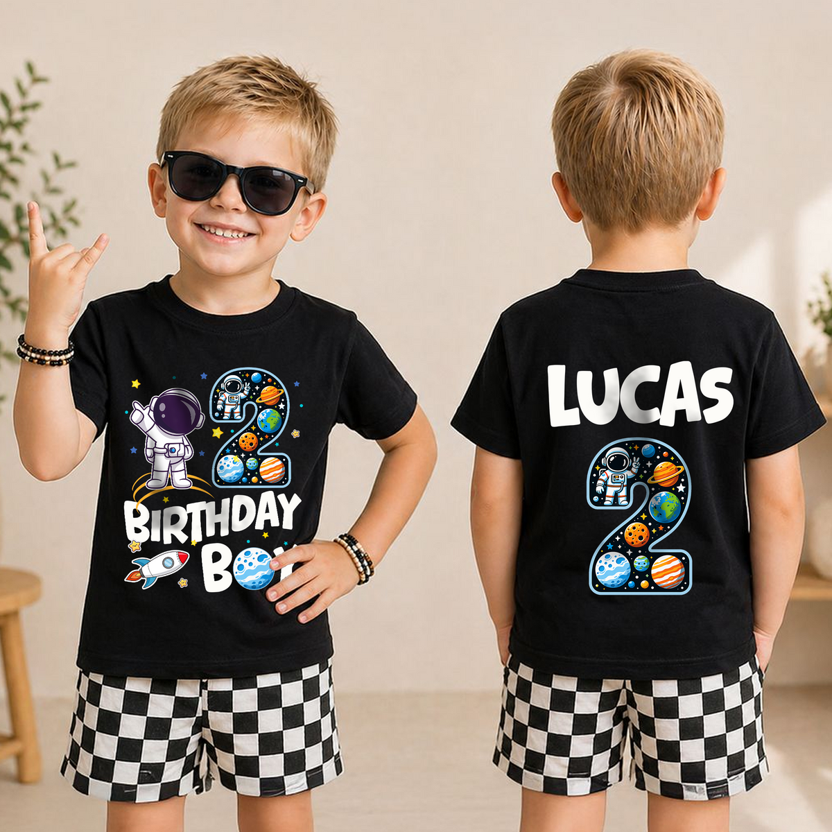 Custom Space Birthday Outfit Boy Shirt — product view 5