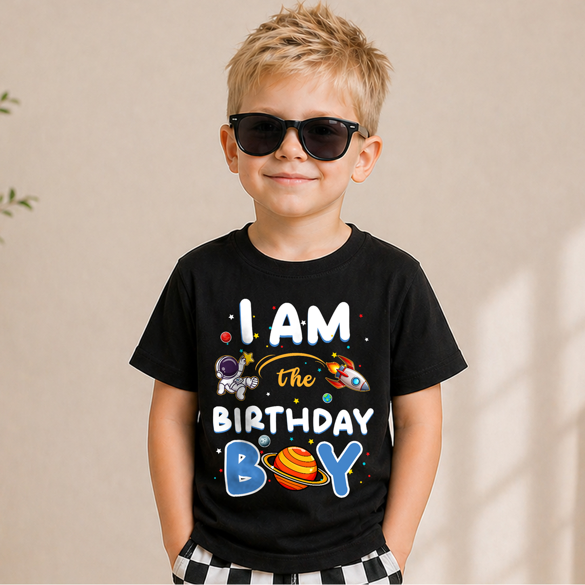 Personalized Astronaut 2nd Birthday Shirt, Custom Name — product view 1