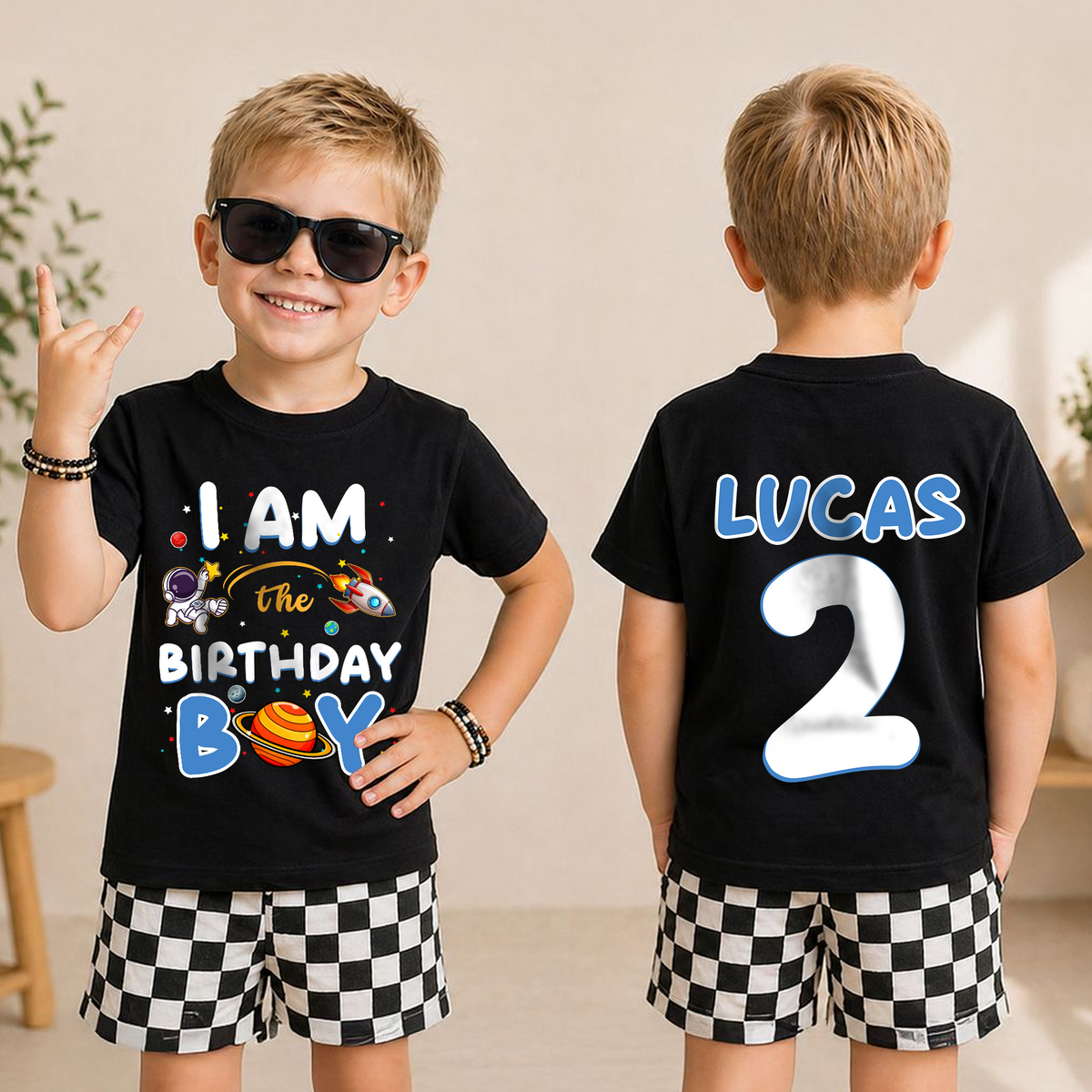 Personalized Astronaut 2nd Birthday Shirt, Custom Name — product view 5